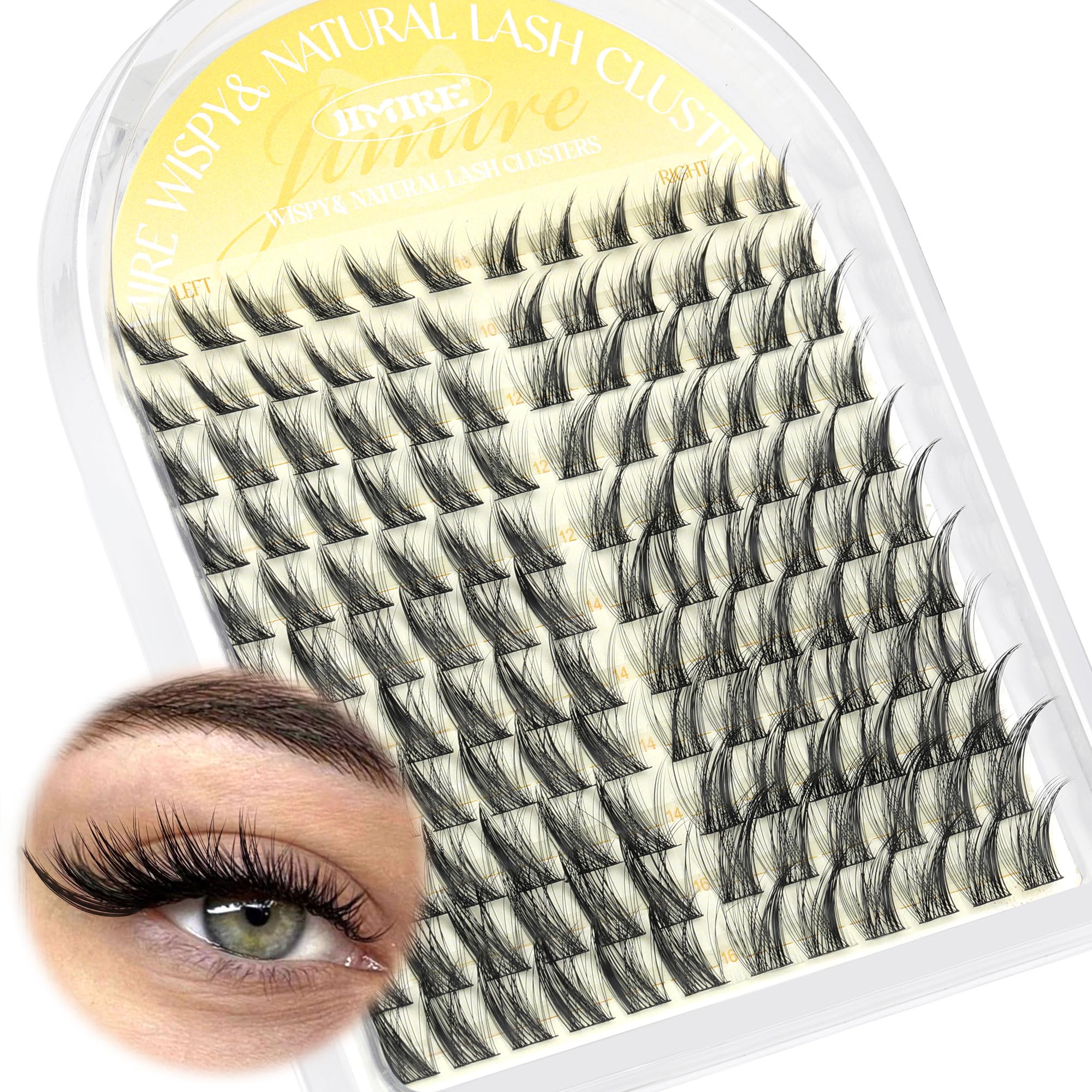 Cat Eye Natural Lash Clusters Wispy Eyelash Clusters 10-16MM Cluster Eyelash Extensions Left Right DIY Lash Extension Soft D-Curly Fox Eye Lashes Clusters 132Pcs Anime Individual Lashes by JIMIRE โ image 1