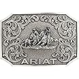 ARIAT Rectangle Buckle with Team Roper Motif, Western Scroll Design, Smooth Edge, 3-1/4" x 2-1/4"