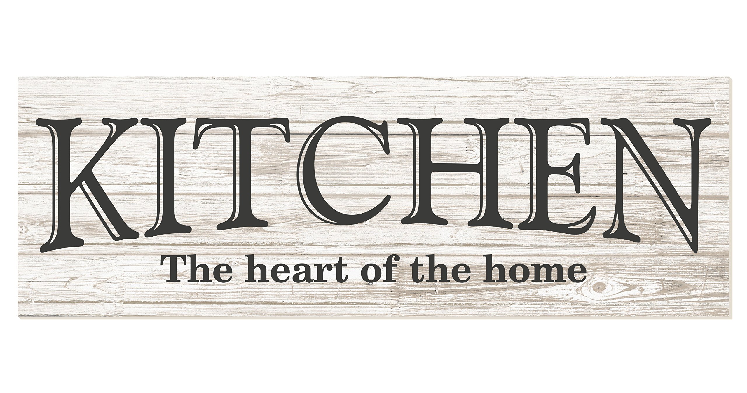 Kitchen The Heart of The Home Rustic Wood Wall Sign 6x18 (White) โ image 1