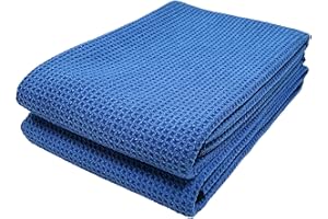 Polyte Elite Microfiber Drying Towel (25x36, 2 Pack, Waffle, Blue)