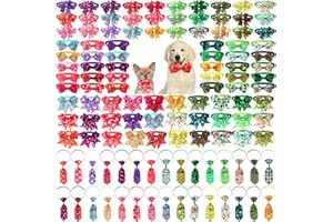 Talltalk 120 Pcs Valentine's Day Pet Bow Tie Irish Dog Cat Neckties Adjustable Dog Bowtie Bowknot Decor Bulk for Puppy Pet Grooming Costume Accessories(Adorable)