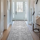SunNewt Non Slip Hallway Runner Rug 2'x6' Long for Kitchen Machine Washable Soft Floor Carpet Runners Rubber Backed for Hall Laundry Room Living Bathroom Bedroom Entryway 6 ft,Silver Grey