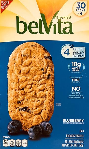 BELVITA BLUEBERRY BREAKFAST BISCUITS, 30 TOTAL PACKS, 5 COUNT(PACK OF 6)