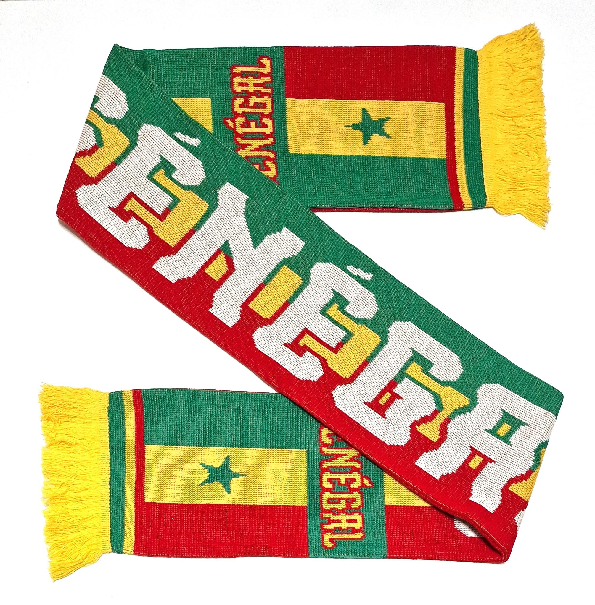 Senegal Soccer Knit Scarf, Red, Green, Yellow