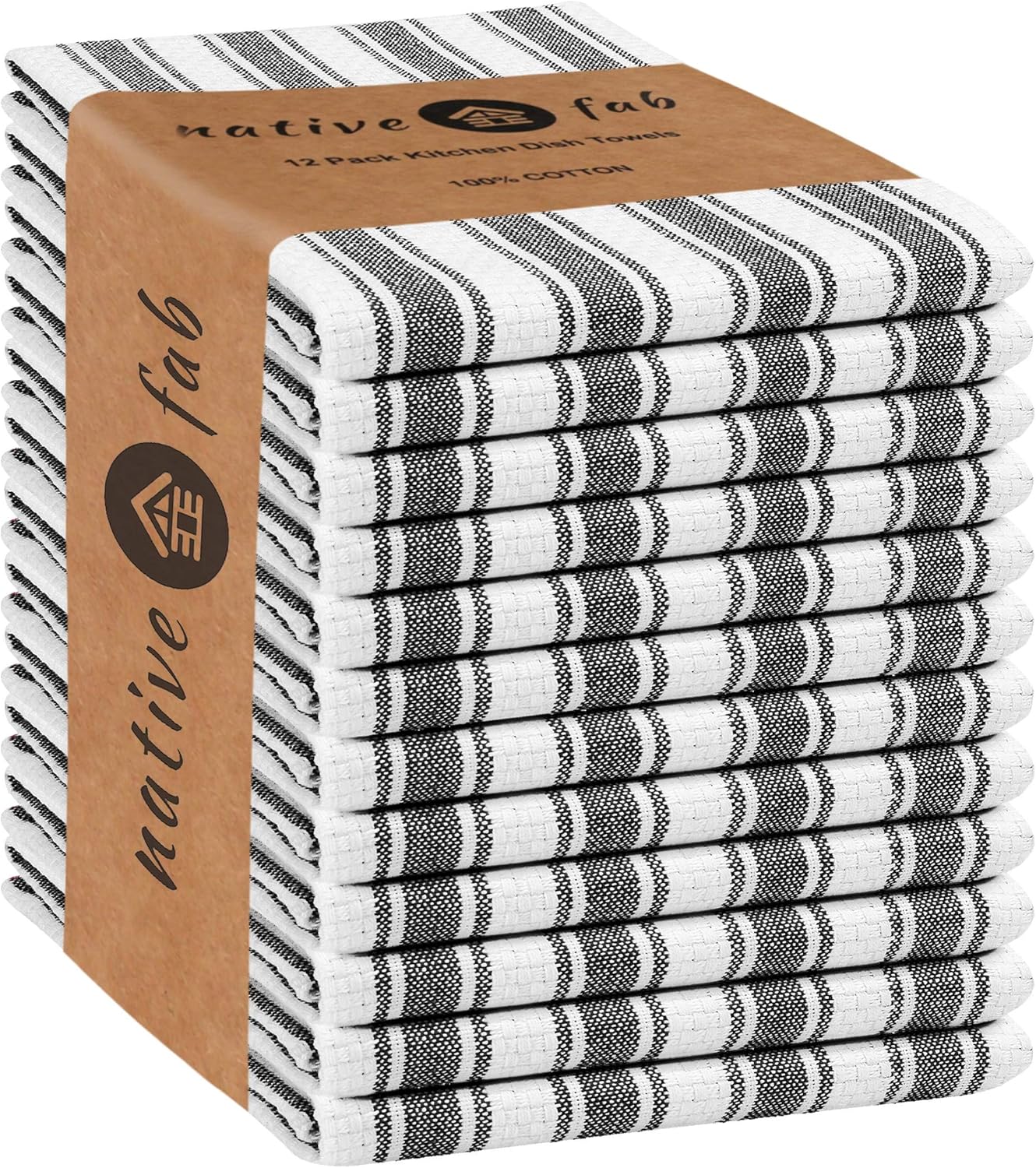 Native Fab 12 Pack Farmhouse Basket Weave Kitchen Dish