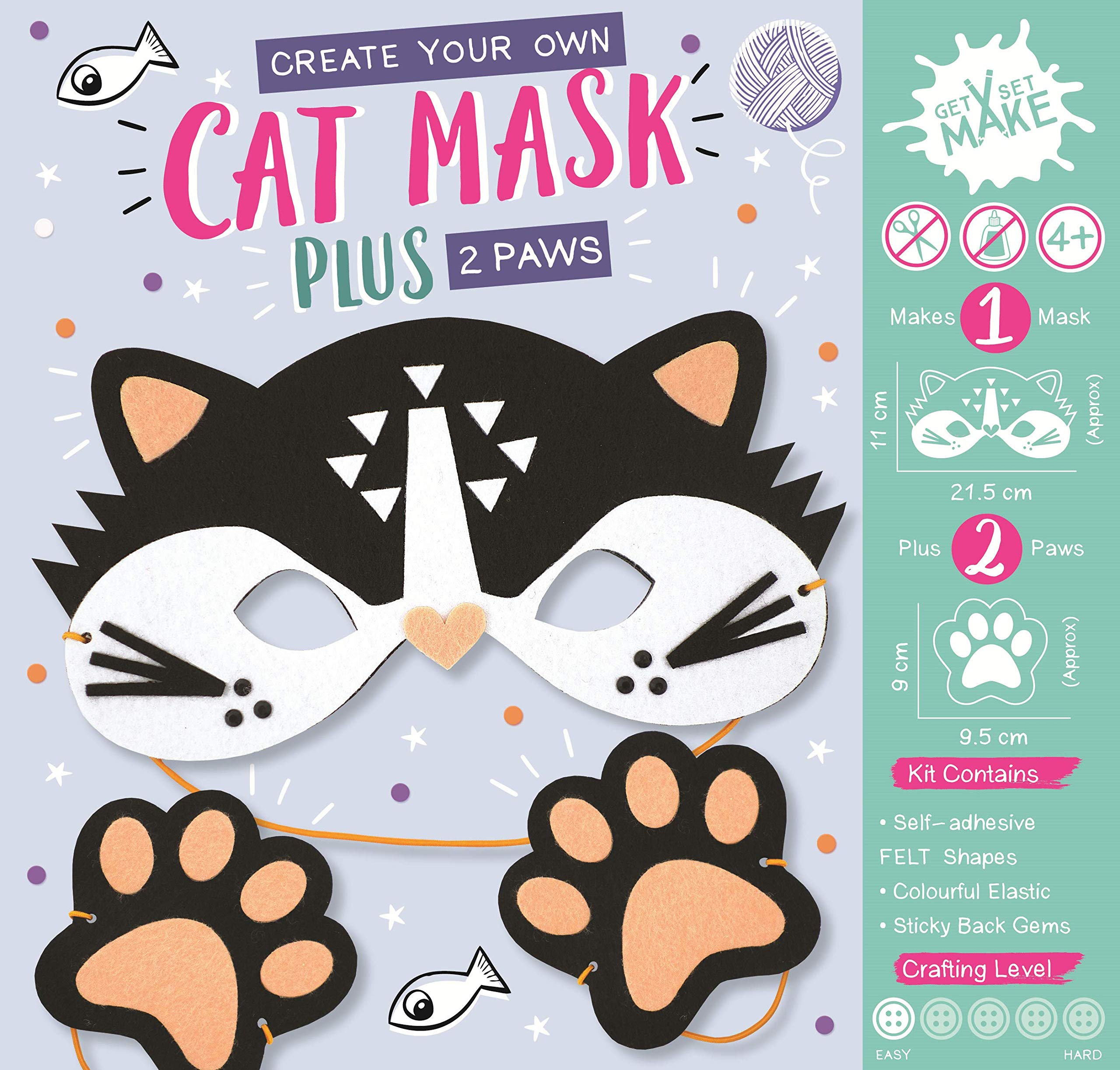 Express Yourself MIP Get Set Make Create Your Own Felt Cat Mask and Paws Kids Craft Kit for Kids GSET008
