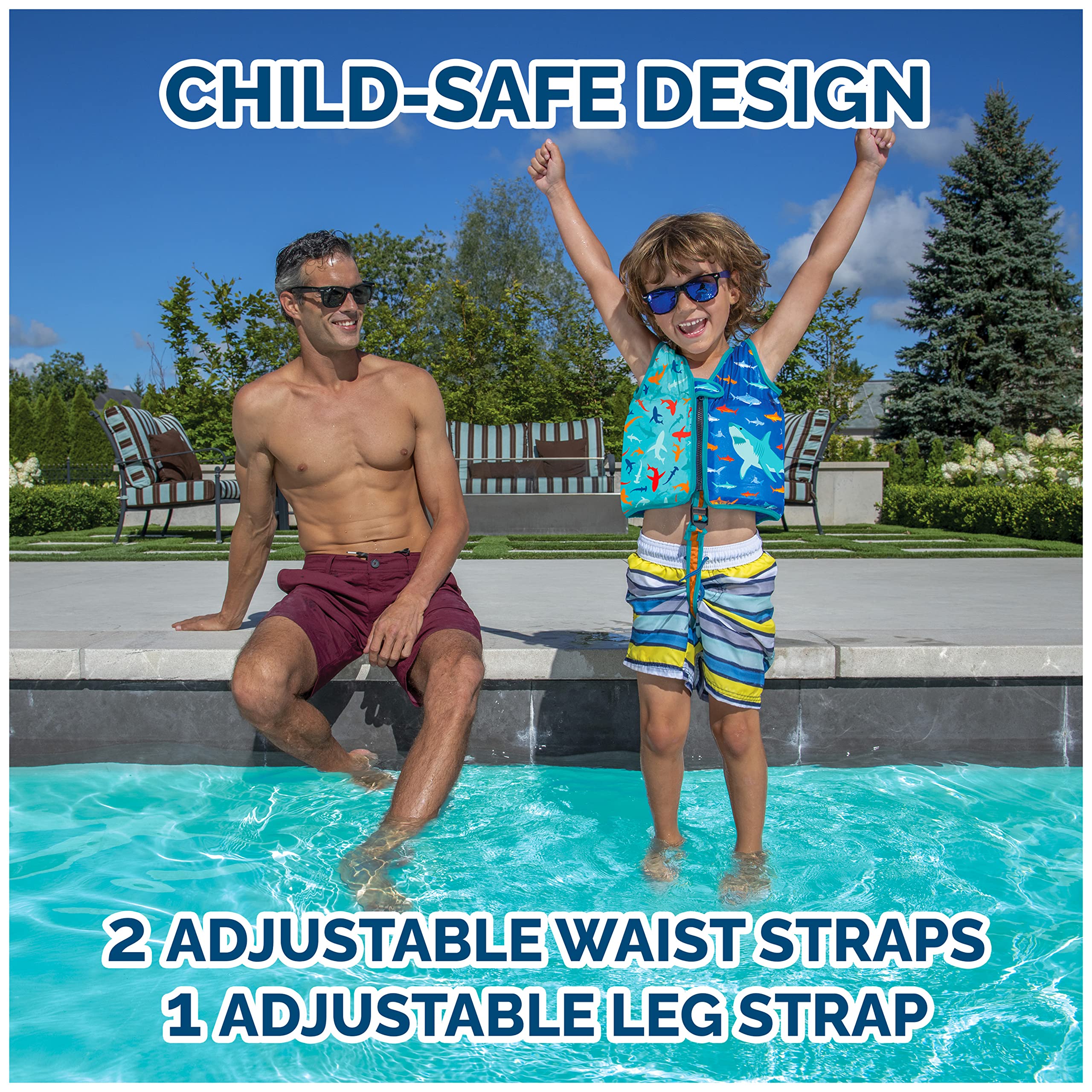 SwimWays Swim Vest, Learn to Swim Personal Flotation Device for Swim Training, Pool Floats & Swimming Pool Accessories for Kids 2-4 Years, Shark
