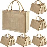 15 Pcs Jute handbag burlap tote bags Travel holiday Wedding Bridesmaids welcome bags Party Holiday Women's gifts Handmade linen DIY reusable beach sundries storage bag 15.2 x 12.2 x 6 inch