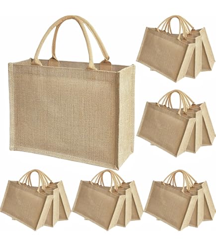 YOUKE OLA - Paquete De 20 Bolsas De Arpillera De Yute, Reutilizables, Resistentes Al Agua, Bolsa De Playa En Blanco, Bolsa De Comestibles Para Mujeres, Dama De Honor, Boda, Regalo De Bricolaje