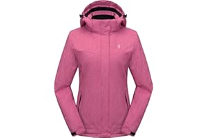 Little Donkey Andy Women's Waterproof Hiking Skiing Jacket with Removable Hood, Fleece Lined Winter Warm Rain Coat