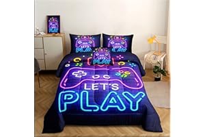 ROWADALO 5 Pieces Gamer Bedding Set for Boys Gaming Comforter Twin Size, Game Controller Comforter for Teen 3D Gamepad Microfiber 5 Piece Bed in A Bag Kids Bedding Sets with Sheets,DJT H5030 Twin