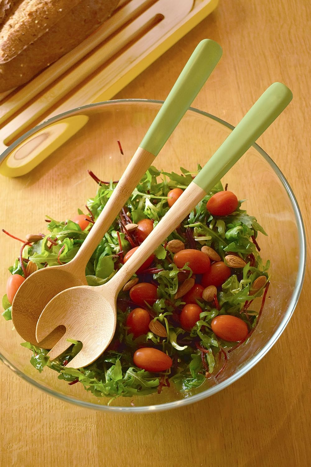 Pebbly nba105 Salad Servers, Bamboo, White, 31 x 10 x 5 cm - Image 3