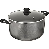 Imusa Charcoal USA IMU-91636 Stock Pot with Glass Lid 10-Quart, Dark Grey, 10Qt