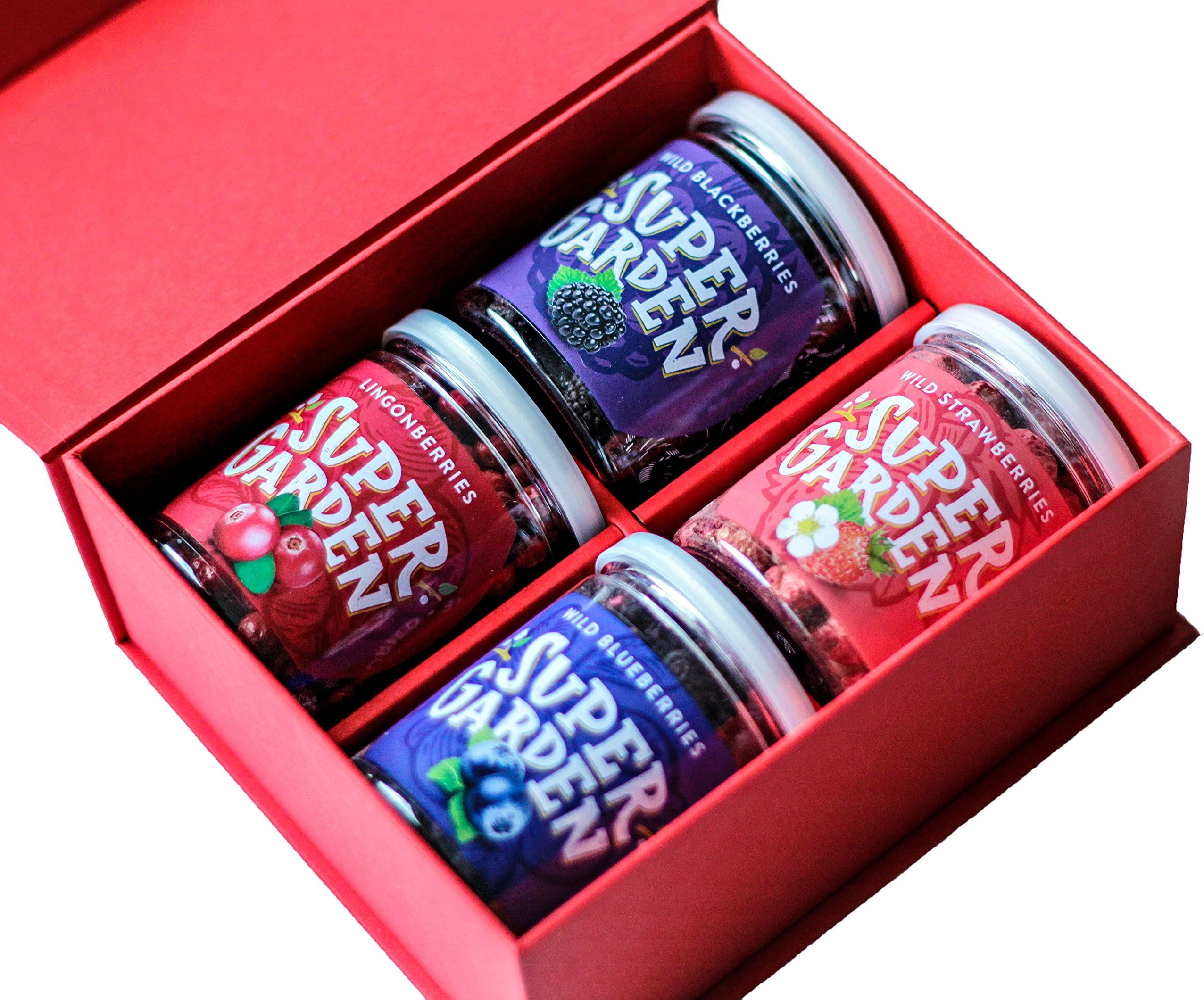 Supergarden Wild Berries Gift Box - Freeze Dried Berries & Fruits - Healthy Snack - 100% Pure and Natural - Vegan Friendly - No Added Sugar, Artificial additives and preservatives - Gluten Free