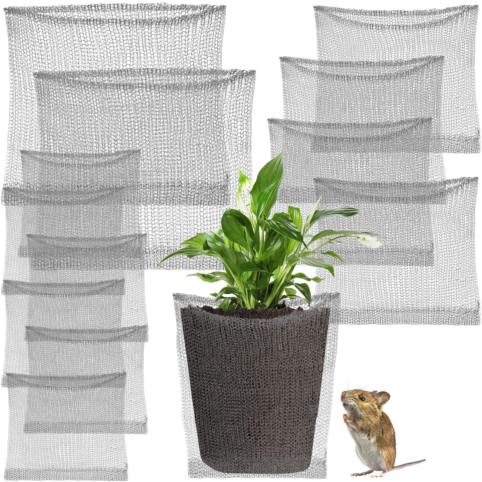 Photo 1 of 12 Pcs Plant Root Guard Baskets Gopher and Vole Wire Gopher Root Basket Stainless Steel Mole and mesh for Garden Plants Tree Flowers Bulbs, 1 Gallon, 3 Gallon, 5 Gallon