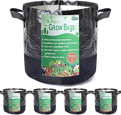 Growerz WetLockz 20L Heavy-Duty Fabric Grow Bags 5 Pack | Moisture Control