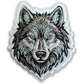 Wolf Patch Forrest Animal Wilderness Nature Mountain Adventure Sew-On/Iron-On Embroidered Patches DIY Applique Accessories for Backpacks, Dog Harnesses, Army Vests, Gym Bags, Hats, Helmets 3 Inches