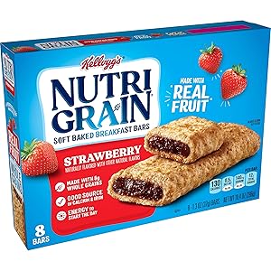 Kellogg's Nutri-Grain, Soft Baked Breakfast Bars, Strawberry, Made with Whole Grain, 10.4 oz (8 Count)