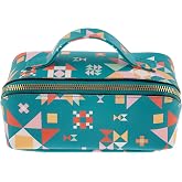Karma, Small Zip Cosmetic Bag, Makeup Bag for Purse Travel Makeup Pouch Mini Cosmetic Bag for Women, Travel Toiletry Bag Accessories Organizer, Quilt Blocks