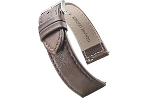 STUNNING SELECTION ALPINE flat Stitched Genuine Leather Watch strap with Quick Release Spring Bars - Black, Brown, burgundy, red, pink, blue, grey - 12-22 mm