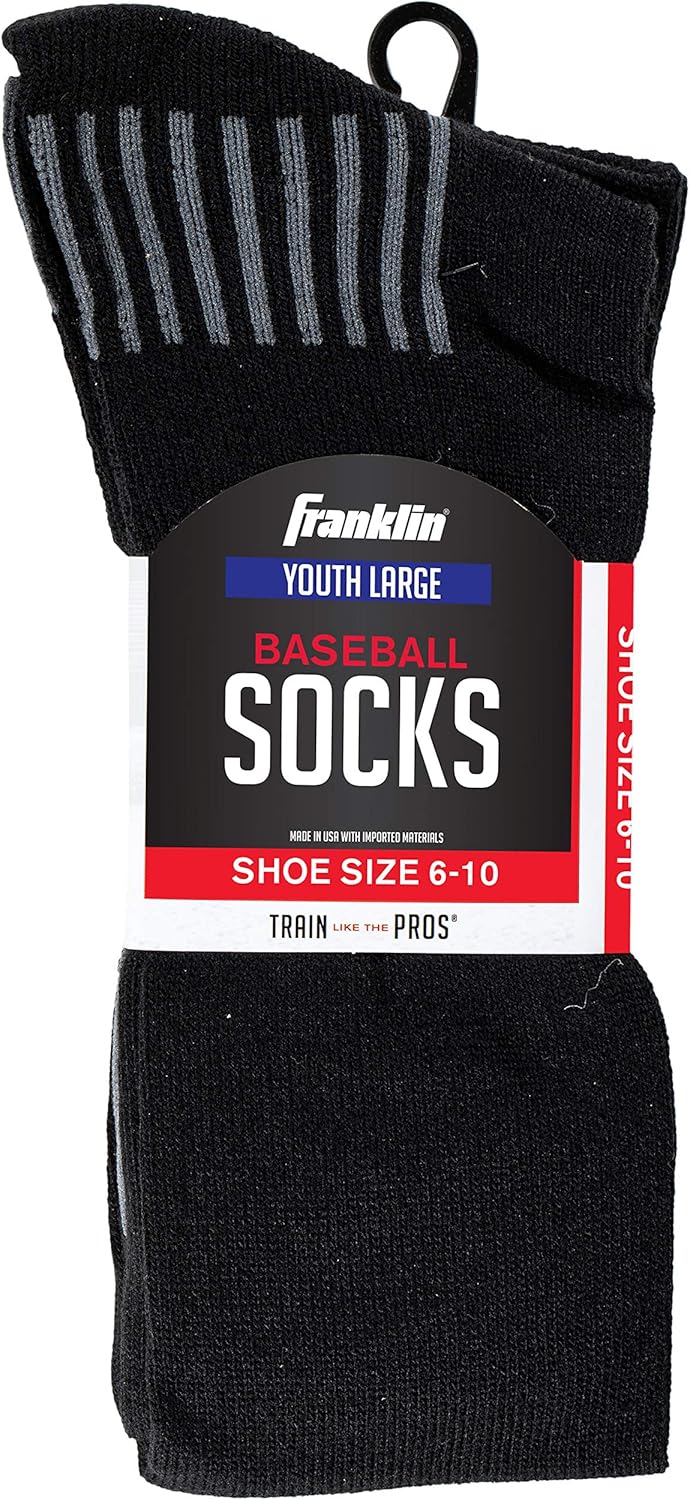 Franklin Sports Youth Baseball Socks - Baseball and Softball Socks - Black, Blue, Red, Navy Socks: Clothing