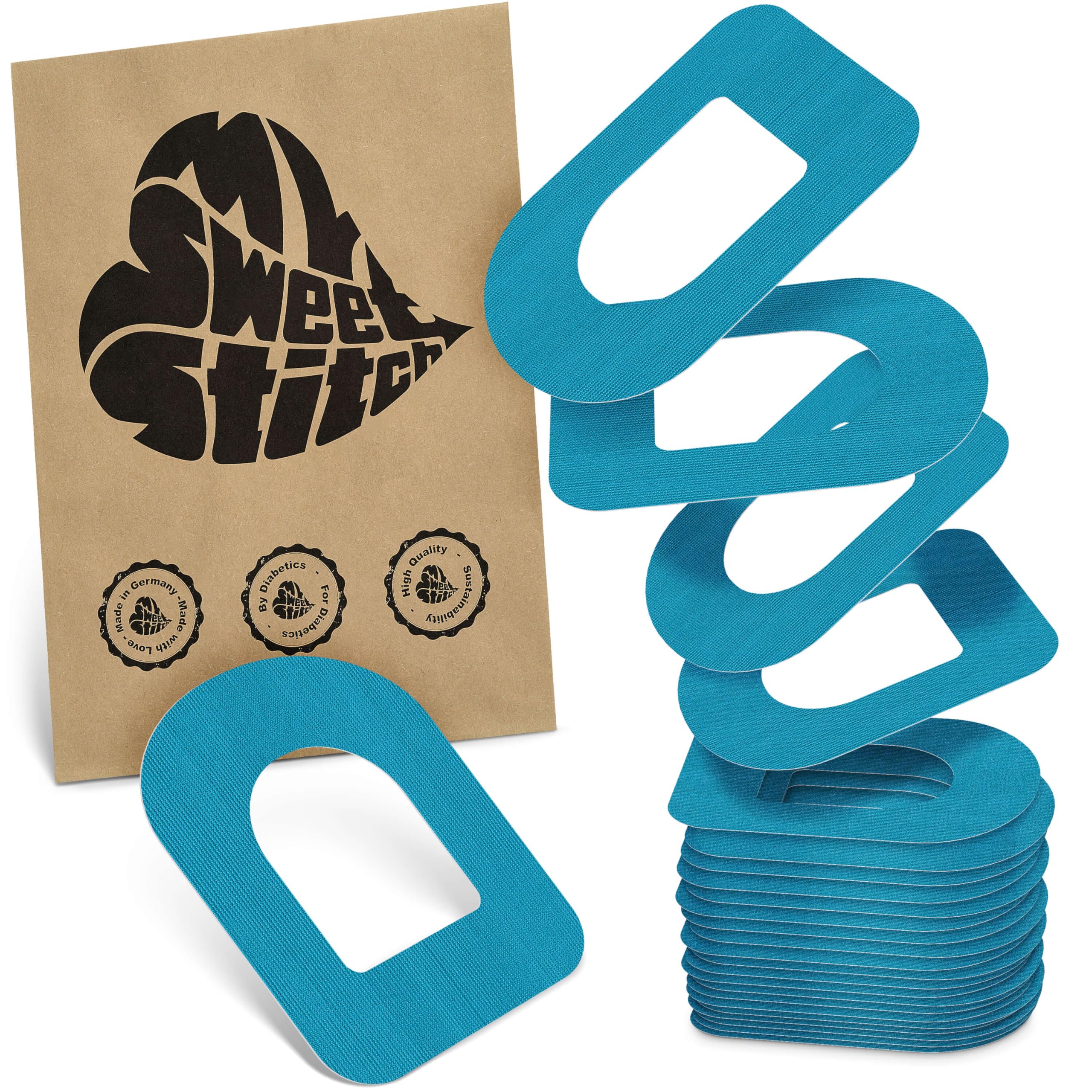 MySweetStitch - 25 x Omnipod Patches, Ring Patch Ø 95 x 72mm, Waterproof, Breathable, Skin-Friendly, Made in Germany, Petrol