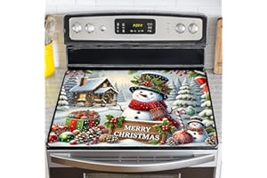 NYZE Christmas Stove Top Cover for Electric Stove,Glass Stove Top Cover,Heat Resistant Glass Cooktop Cover,Stovetop Protector, Kitchen Decor,Dish Drying Mats Cover for Washer Ceramic Top 28.5x20.5 in