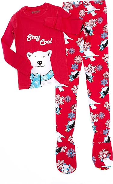 2 piece pajamas with feet