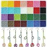 KERGAEN Size 2mm Seed Beads 28 Colors About 22400pcs in a 28-Grids Box,12/0 Round Glass Seed Beads for Jewelry Making