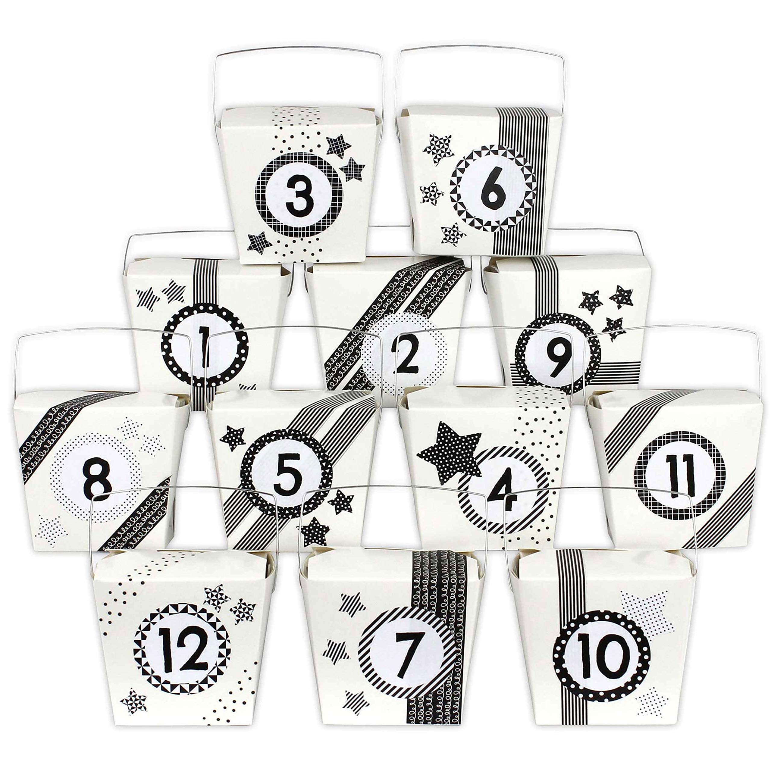 Papierdrachen DIY Advent calendar set of 24 Asian boxes - black and white - for you to craft and put together individually