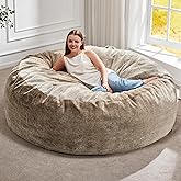 Hobestluk Bean Bag Chairs Giant Beanbag Chair with Filler, Memory Foam Bean Bags with Fluffy & Machine Washable Cover, Bean Bag Chairs for Aduts for Living Room, Bedroom (BROWN, 5FT - 50” x 50” x 24”)
