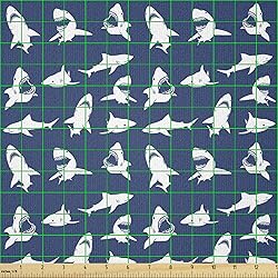Ambesonne Shark Fabric by The Yard, Fish Pattern