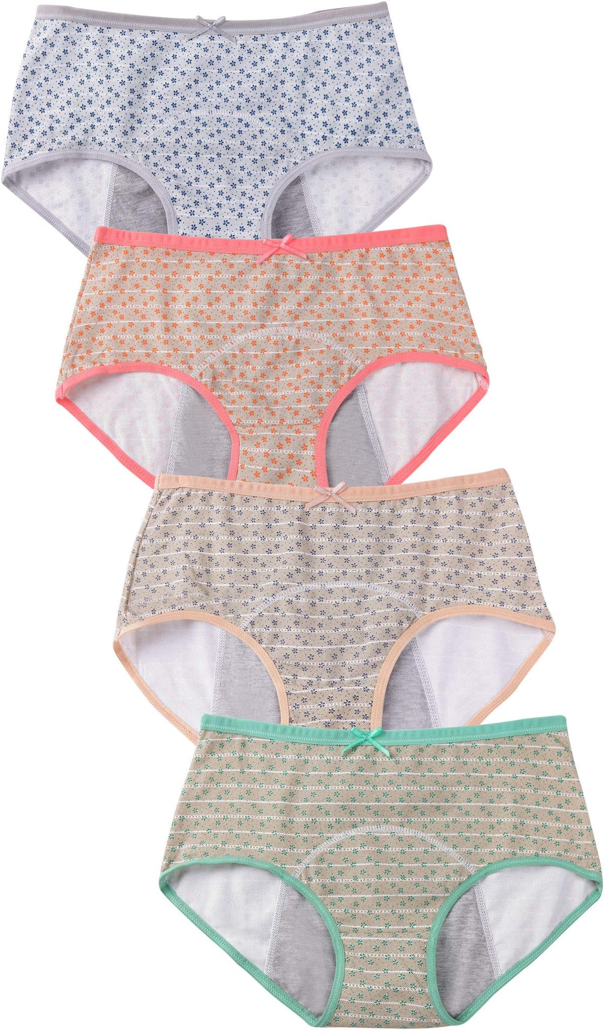 HelloveWomen's Floral Hipster Period Panties Cotton Menstrual Leak Proof Briefs