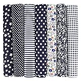 7PCS Flower Cotton Fabric Squares 20" x 20" Fat