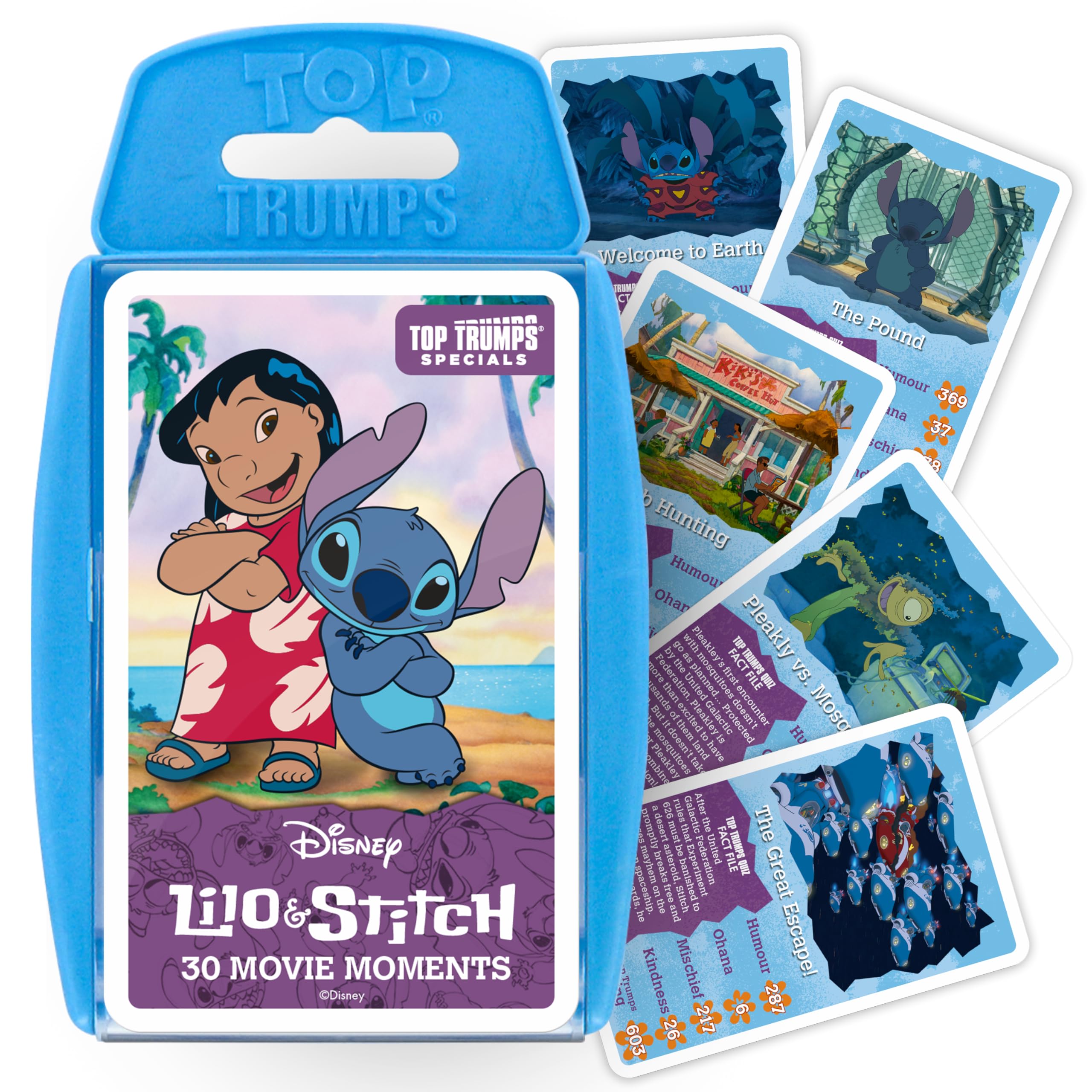 Top Trumps Specials Disney’s Lilo and Stitch 30 Movie Moments Card Game, Play with scenes featuring Lilo, Stitch, Jumba, Pleakley and Scrump, Educational gift for ages 8 plus