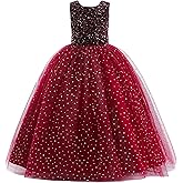 Glamulice Christmas Flower Girls Sparkle Tulle Dress Vintage Dresses Kids Holiday Party Photo Shoot Ball Gown