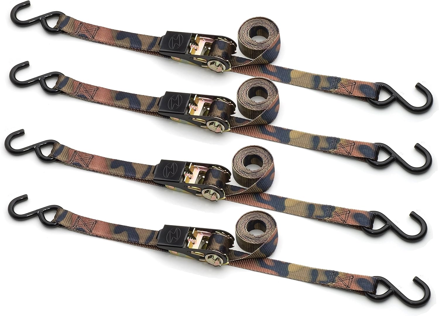 HIGHLAND (9211500 6' Camo Ratchet Tie Down with Hooks 4 pack Amazon