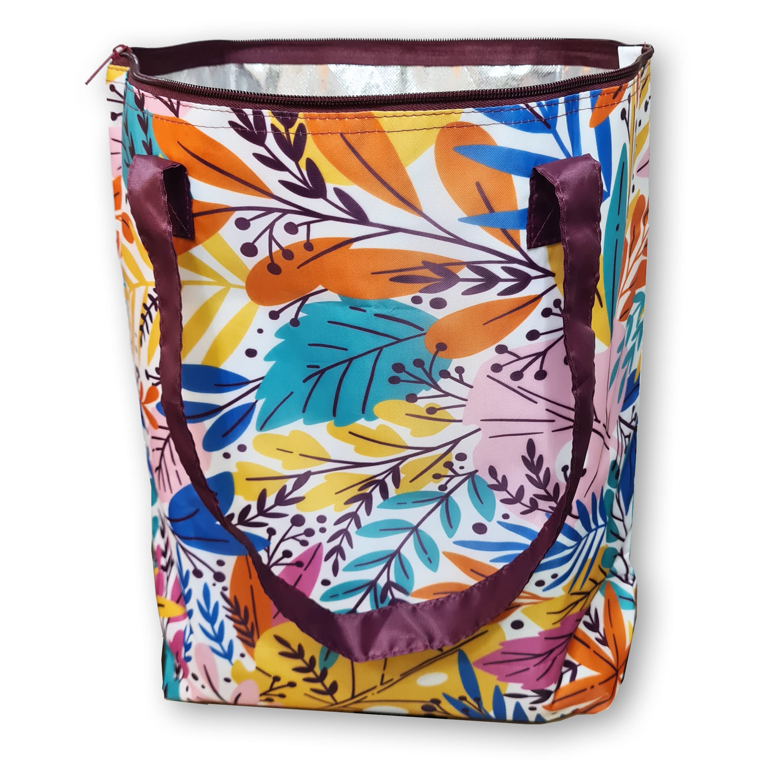 PromotionGift - Reusable Foldable Cooler, Shopping, Beach Bag Light and Durable, with Inner Aluminium Lining for Perfect Cooling Function - 25L (vibrant jungle)