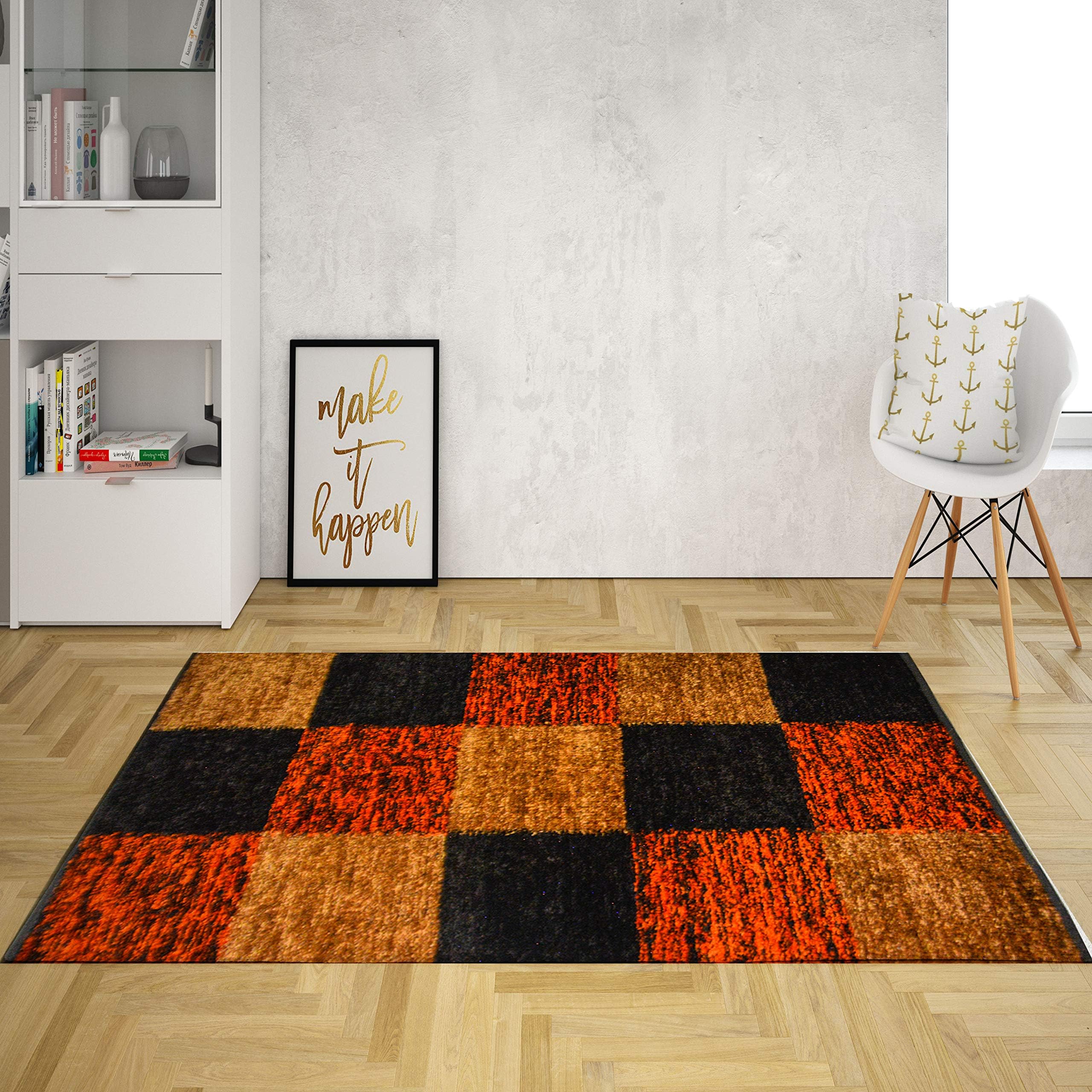 Avioni Handloom Feather Touch Reversible Orange Mixed Boxes- 92x152 cm (3x5 Feet)