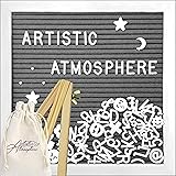 Felt Letter Board with Letters Set and Stand - 10x10 Inch, Dark Gray Color, 340 White Characters and Emoji with Bag - Pregnan