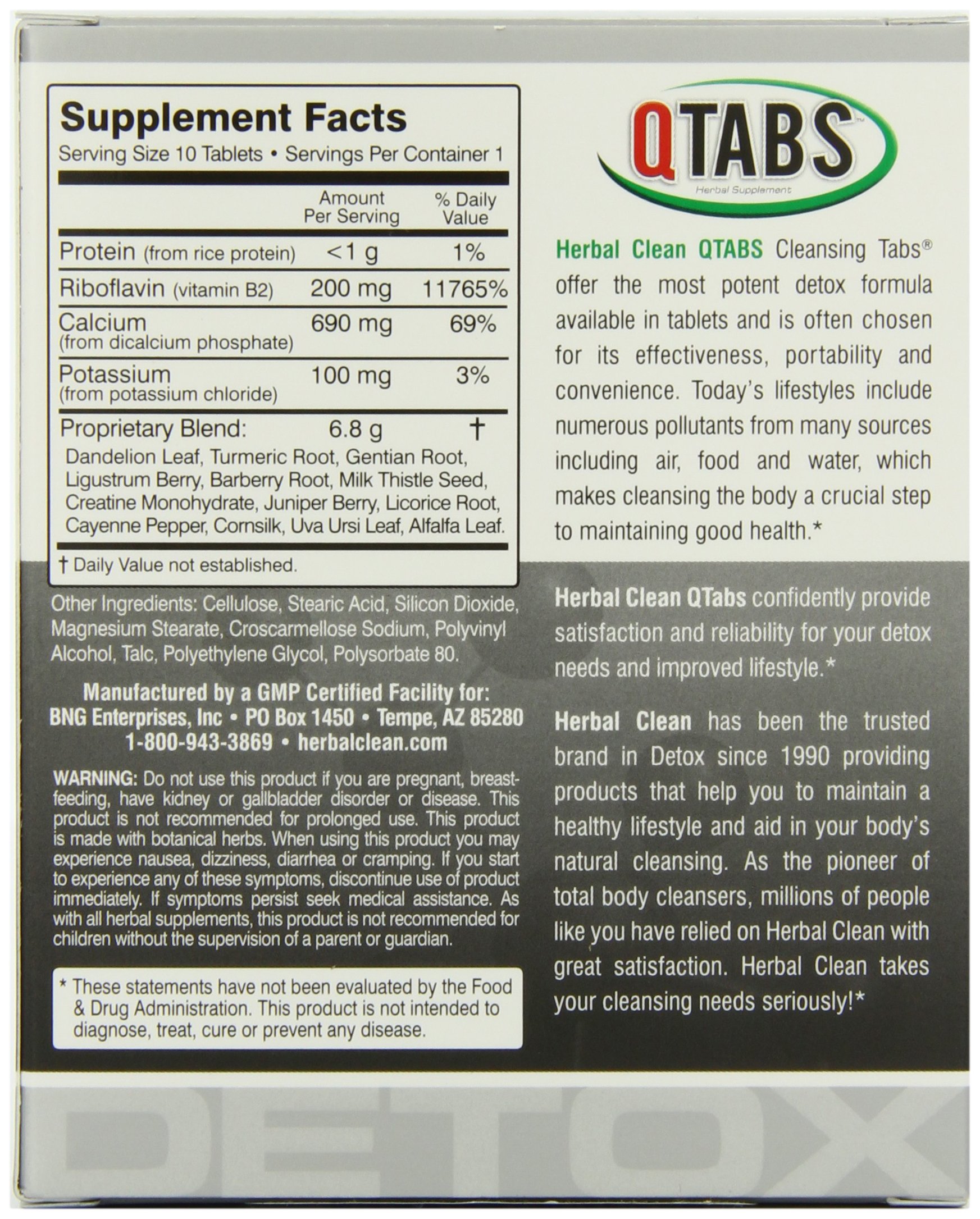 Herbal Clean QTabs Maximum Strength Cleansing Formula Herbal Detox