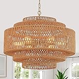 Tunkayli Large Chandelier Hand-Woven Rattan 25.6in