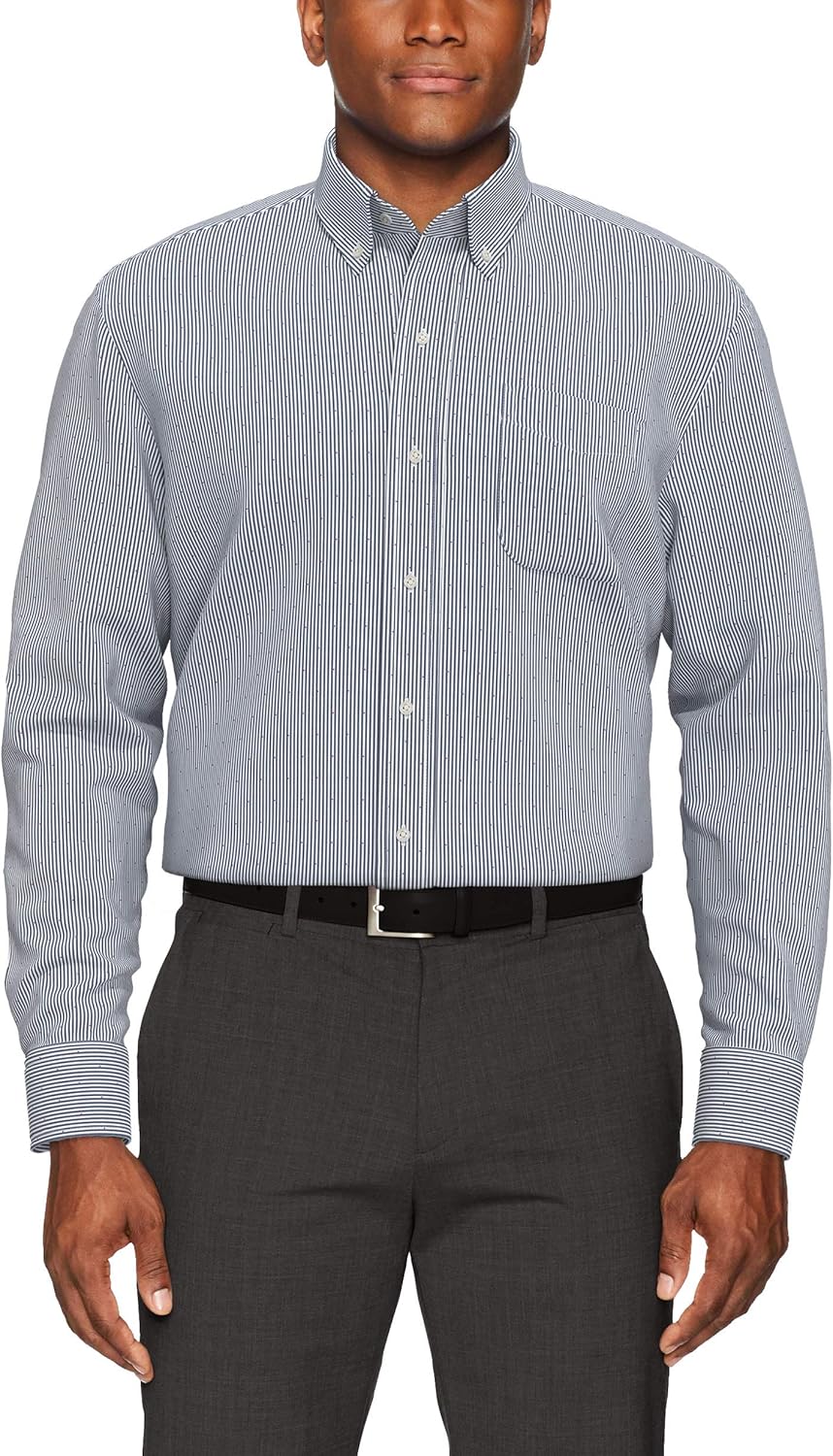  Brand - Buttoned Down Men's Classic-Fit Stripe Dress Shirt, Supima Cotton Non-Iron: Clothing