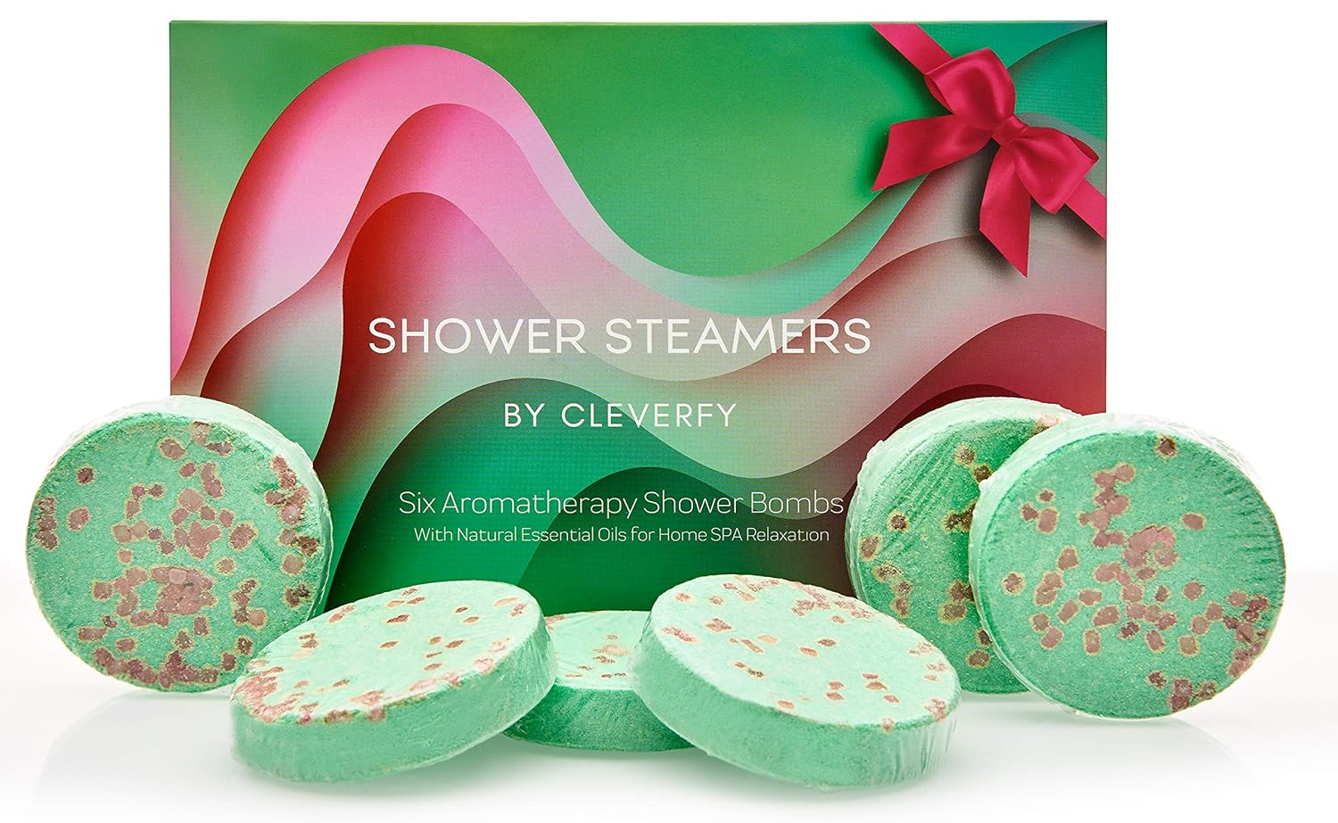 Cleverfy Aromatherapy Shower Steamers - Set of 6 Shower Bombs for Father's Day with Essential Oils for Relaxation and Nasal Congestion. Green Waves Set: Eucalyptus and Menthol Aroma : Beauty
