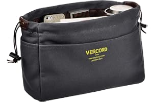 Vercord Canvas Handbag Organizers, Sturdy Purse Insert Organizer Bag in Bag, 10 Pockets Grey Large