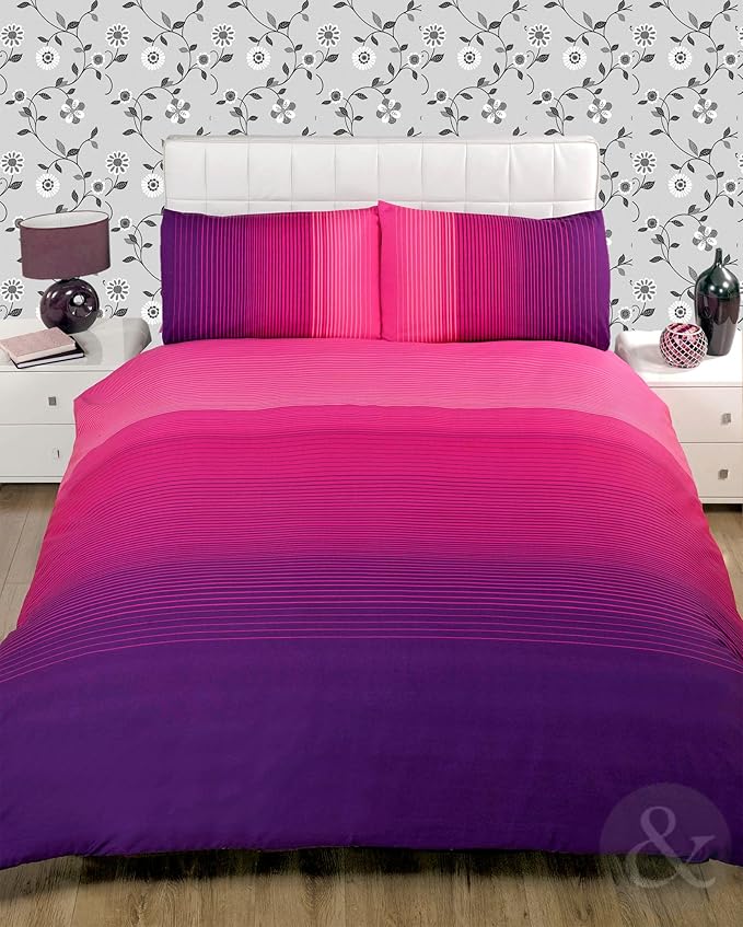 STRIPED DUVET COVERS MultiColoured Poly Cotton Bedding Bed Quilt Cover