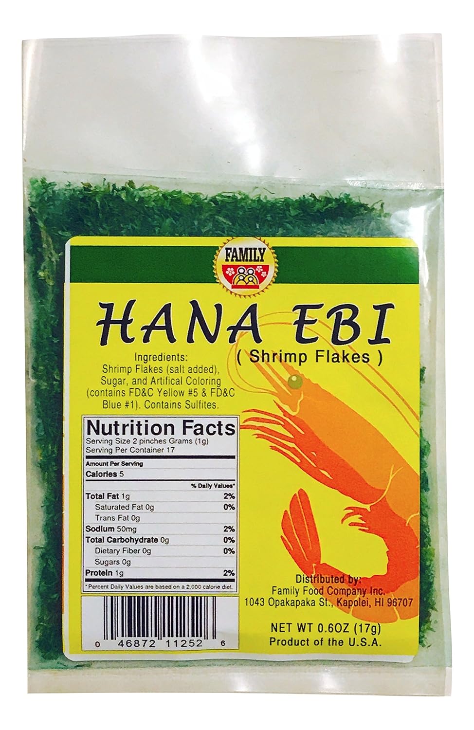 Family Hawaii Hana Ebi Shrimp Flakes (Green, 0.06 Ounce)