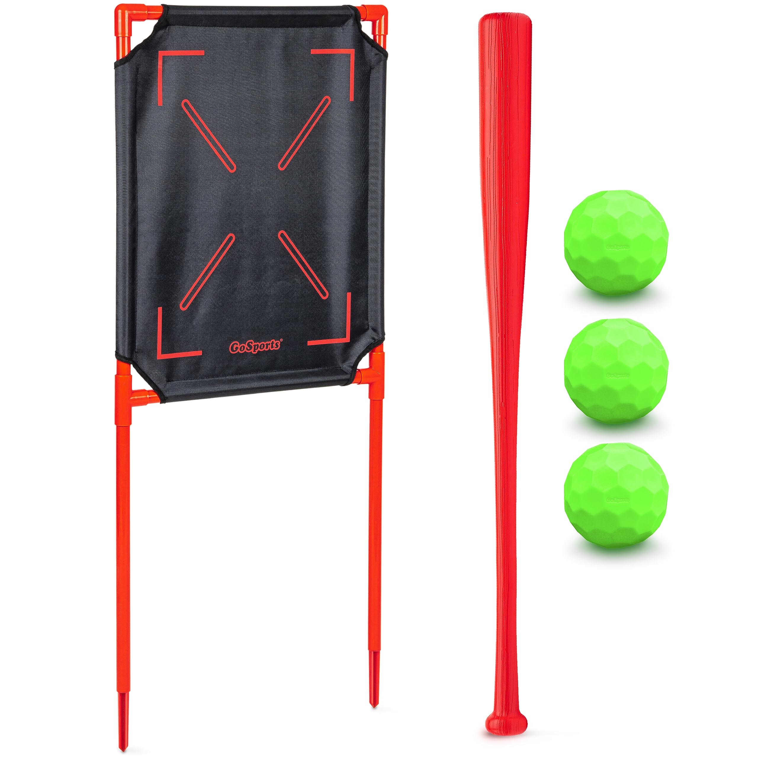 GoSports LotBall Backyard Baseball Bat, Ball and Strike Zone Set - Plastic Baseball Game for Kids