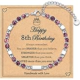 IKIATY 6-21 Years Old Girls Birthday Gifts, Tiny Beaded Bracelets Gifts for Daughter Granddaughter Niece Friends with Happy 6th-21st Birthday Card