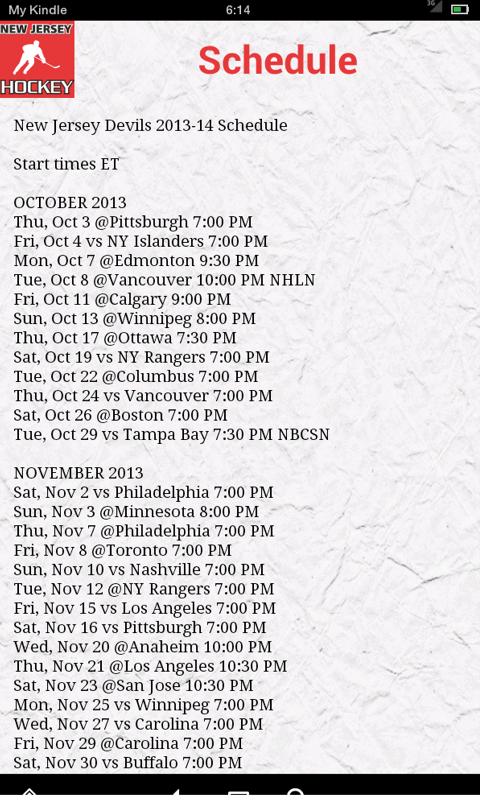 New Jersey Hockey News (Kindle Tablet Edition)